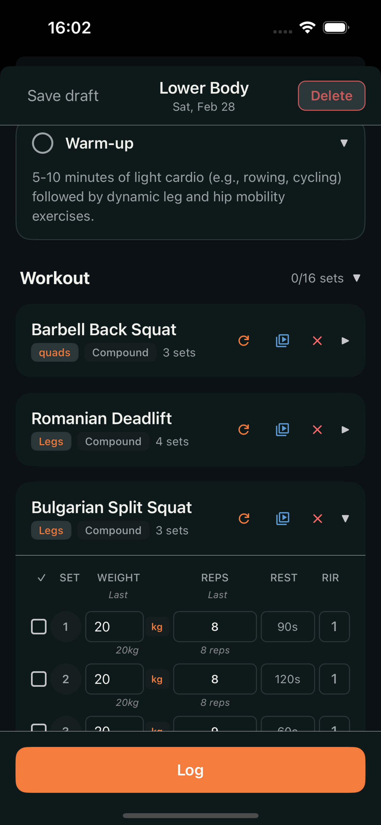 Easy exercise log and explanations